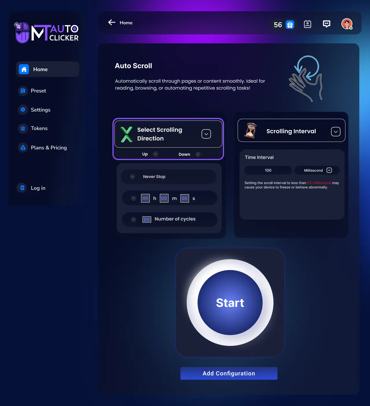 Step 1: Select Scrolling Direction